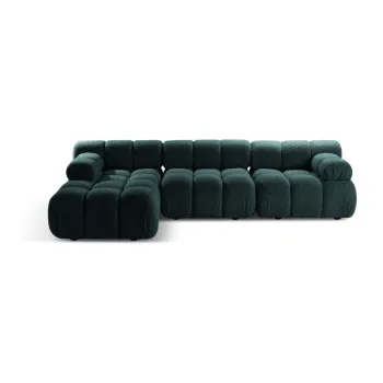 Coltar modular petrol cu tapiterie din tesatura boucle (cu colt pe partea dreapta/cu sezlong) Bellis - Micadoni imagine