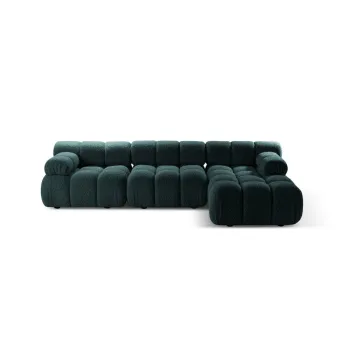Coltar modular petrol cu tapiterie din tesatura boucle (cu colt pe partea stanga/cu sezlong) Bellis - Micadoni imagine