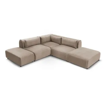 Coltar modular taupe cu tapiterie din catifea Jeanne - Bobochic Paris imagine