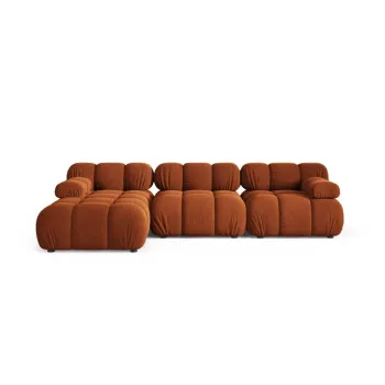 Coltar modular teracota cu tapiterie din catifea (cu colt pe partea dreapta/cu sezlong) Bellis - Micadoni imagine