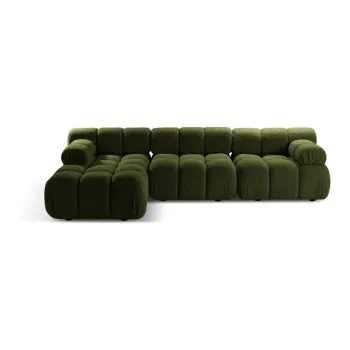 Coltar modular verde cu tapiterie din tesatura boucle (cu colt pe partea dreapta) Bellis - Micadoni Home imagine