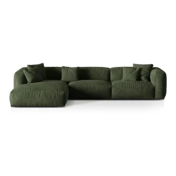 Coltar modular verde cu tapiterie din tesatura boucle (cu colt pe partea dreapta) Martina - Micadoni Home imagine