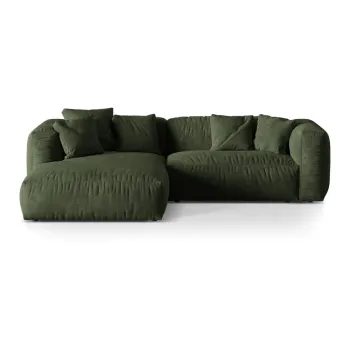 Coltar modular verde cu tapiterie din tesatura boucle (cu colt pe partea dreapta) Martina - Micadoni Home imagine