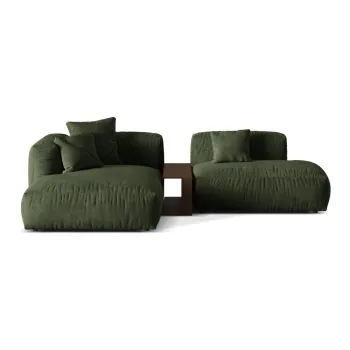 Coltar modular verde cu tapiterie din tesatura boucle (cu colt pe partea dreapta) Martina - Micadoni Home imagine
