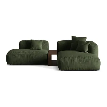 Coltar modular verde cu tapiterie din tesatura boucle (cu colt pe partea stanga ) Martina - Micadoni Home imagine
