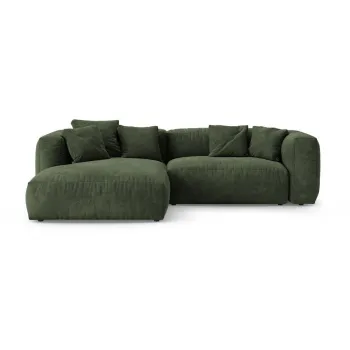 Coltar modular verde extensibil cu tapiterie din catifea (cu colt pe partea dreapta/cu sezlong) Martina - Micadoni imagine