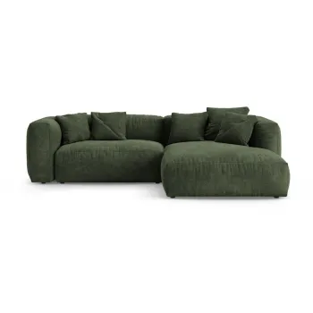 Coltar modular verde extensibil cu tapiterie din catifea (cu colt pe partea stanga/cu sezlong) Martina - Micadoni imagine