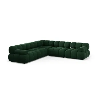 Coltar modular verde inchis cu tapiterie din catifea Bellis - Micadoni imagine