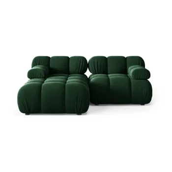 Coltar modular verde inchis cu tapiterie din catifea (cu colt pe partea dreapta/cu sezlong) Bellis - Micadoni imagine
