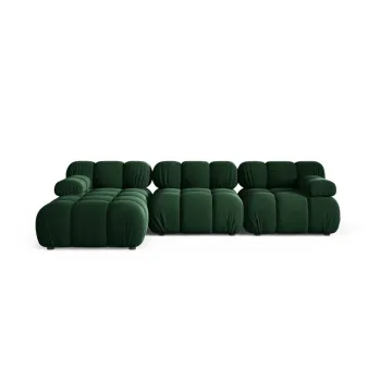 Coltar modular verde inchis cu tapiterie din catifea (cu colt pe partea dreapta/cu sezlong) Bellis - Micadoni imagine