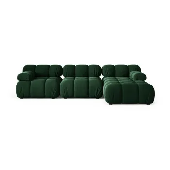 Coltar modular verde inchis cu tapiterie din catifea (cu colt pe partea stanga/cu sezlong) Bellis - Micadoni imagine