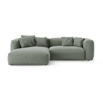Coltar modular verde prafuit extensibil (cu colt pe partea dreapta/cu sezlong) Martina - Micadoni imagine