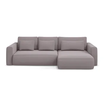 Coltar mov lavanda extensibil/cu spatiu de depozitare cu tapiterie din catifea (cu colt pe partea stanga/cu sezlong) Kapua - Makamii imagine