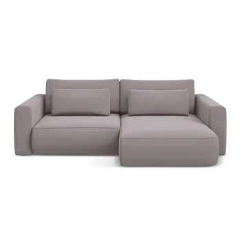 Coltar mov lavanda extensibil/cu spatiu de depozitare cu tapiterie din catifea (cu colt pe partea stanga/cu sezlong) Kapua - Makamii imagine