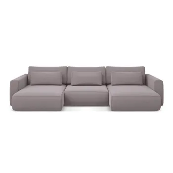 Coltar mov lavanda extensibil/cu spatiu de depozitare cu tapiterie din catifea (in forma de 