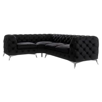 Coltar negru cu tapiterie din catifea (cu colt pe partea dreapta/in forma de 