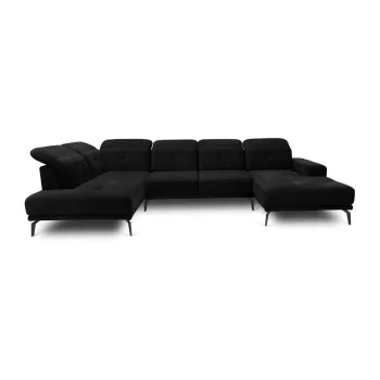 Coltar negru cu tapiterie din catifea (cu colt pe partea dreapta/in forma de 