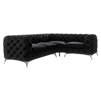 Coltar negru cu tapiterie din catifea (cu colt pe partea stanga/in forma de 