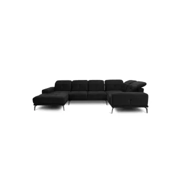 Coltar negru cu tapiterie din catifea (cu colt pe partea stanga/in forma de 