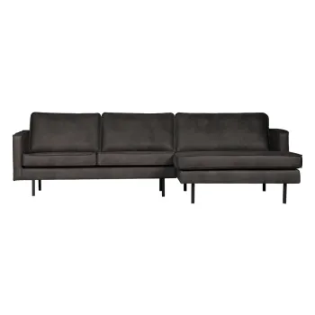 Coltar negru cu tapiterie din imitatie de piele (cu colt pe partea stanga/cu sezlong) Rodeo - WOOOD imagine