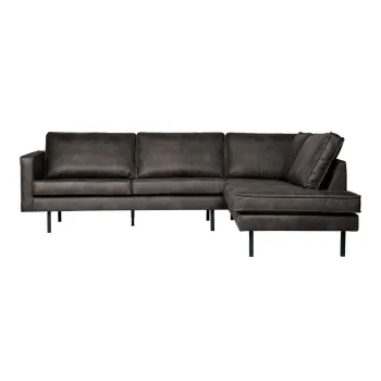 Coltar negru cu tapiterie din imitatie de piele (cu colt pe partea stanga/in forma de 