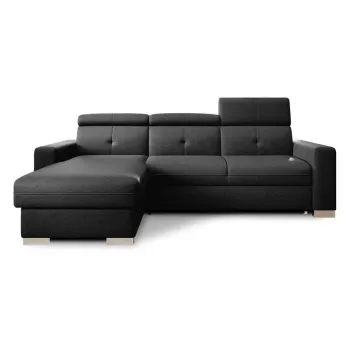 Coltar negru extensibil/cu spatiu de depozitare (cu colt pe partea dreapta/cu sezlong) Fresia - ELTAP imagine