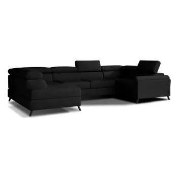 Coltar negru extensibil/cu spatiu de depozitare (cu colt pe partea dreapta/in forma de 