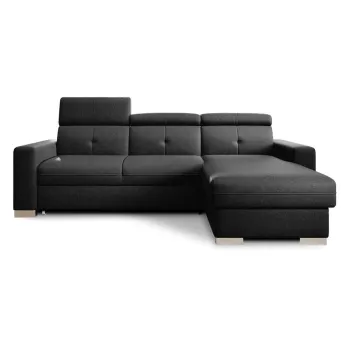 Coltar negru extensibil/cu spatiu de depozitare (cu colt pe partea stanga/cu sezlong) Fresia - ELTAP imagine