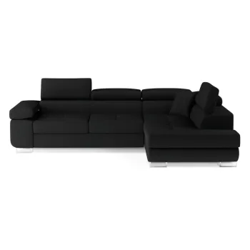 Coltar negru extensibil/cu spatiu de depozitare (cu colt pe partea stanga/in forma de 