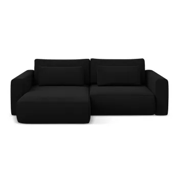 Coltar negru extensibil/cu spatiu de depozitare cu tapiterie din catifea (cu colt pe partea dreapta/cu sezlong) Kapua - Makamii imagine