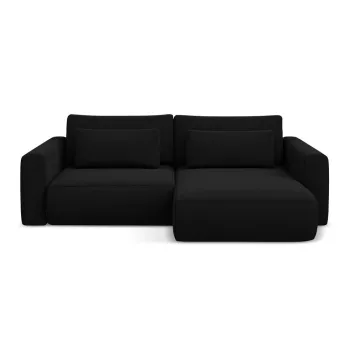 Coltar negru extensibil/cu spatiu de depozitare cu tapiterie din catifea (cu colt pe partea stanga/cu sezlong) Kapua - Makamii imagine