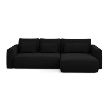 Coltar negru extensibil/cu spatiu de depozitare cu tapiterie din catifea (cu colt pe partea stanga/cu sezlong) Kapua - Makamii imagine