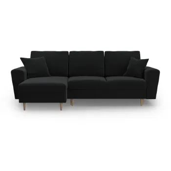 Coltar negru extensibil, cu spatiu de depozitare cu tapiterie din catifea Kyoto - Cosmopolitan Design imagine