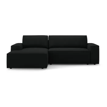 Coltar negru extensibil cu tapiterie din tesatura boucle (cu colt pe partea dreapta) Jodie - Micadoni Home imagine