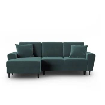 Coltar petrol extensibil, cu spatiu de depozitare cu tapiterie din catifea (cu colt pe partea dreapta, cu sezlong) Kyoto - Cosmopolitan Design imagine