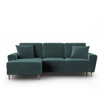 Coltar petrol extensibil, cu spatiu de depozitare cu tapiterie din catifea (cu colt pe partea dreapta, cu sezlong) Kyoto - Cosmopolitan Design imagine