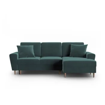 Coltar petrol extensibil, cu spatiu de depozitare cu tapiterie din catifea (cu colt pe partea stanga, cu sezlong) Kyoto - Cosmopolitan Design imagine