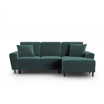 Coltar petrol extensibil, cu spatiu de depozitare cu tapiterie din catifea (cu colt pe partea stanga, cu sezlong) Kyoto - Cosmopolitan Design imagine