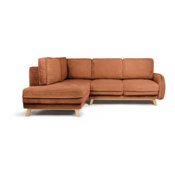 Coltar portocaliu extensibil cu tapiterie din catifea reiata (cu colt pe partea stanga /in forma de 