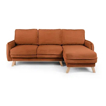 Coltar portocaliu extensibil cu tapiterie din catifea reiata (cu colt variabil) Tori - Bonami Selection imagine