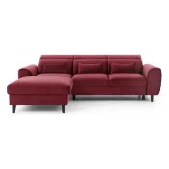 Coltar rosu extensibil/cu spatiu de depozitare cu tapiterie din catifea (cu colt pe partea dreapta/cu sezlong) Foble - ELTAP imagine