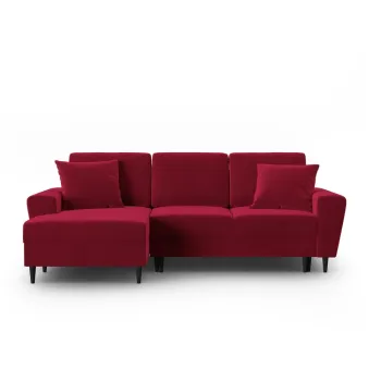 Coltar rosu extensibil, cu spatiu de depozitare cu tapiterie din catifea (cu colt pe partea dreapta, cu sezlong) Kyoto - Cosmopolitan Design imagine