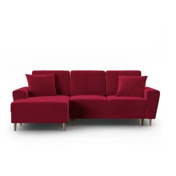 Coltar rosu extensibil, cu spatiu de depozitare cu tapiterie din catifea (cu colt pe partea dreapta, cu sezlong) Kyoto - Cosmopolitan Design imagine