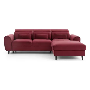 Coltar rosu extensibil/cu spatiu de depozitare cu tapiterie din catifea (cu colt pe partea stanga/cu sezlong) Foble - ELTAP imagine