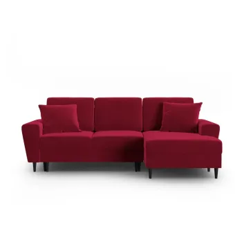 Coltar rosu extensibil, cu spatiu de depozitare cu tapiterie din catifea (cu colt pe partea stanga, cu sezlong) Kyoto - Cosmopolitan Design imagine