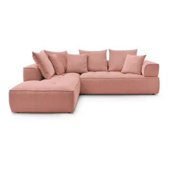 Coltar roz cu tapiterie din chenille (cu colt pe partea dreapta/in forma de 