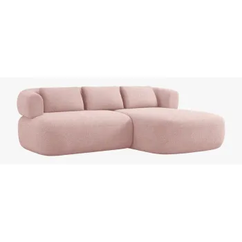 Coltar roz deschis cu tapiterie din tesatura boucle (cu colt pe partea stanga/cu sezlong) Jenny - Micadoni imagine
