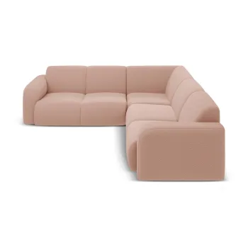 Coltar roz deschis cu tapiterie din tesatura boucle (cu colt variabil/in forma de 