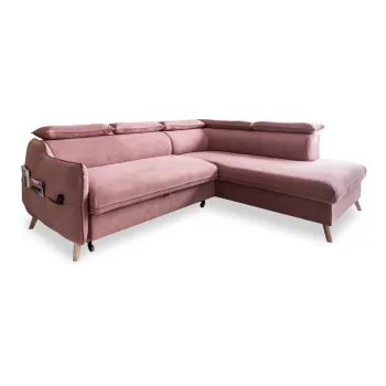 Coltar roz deschis extensibil cu tapiterie din catifea (cu colt pe partea stanga ) Sweet Harmony - Miuform imagine