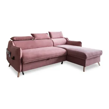 Coltar roz deschis extensibil cu tapiterie din catifea (cu colt pe partea stanga ) Sweet Harmony - Miuform imagine